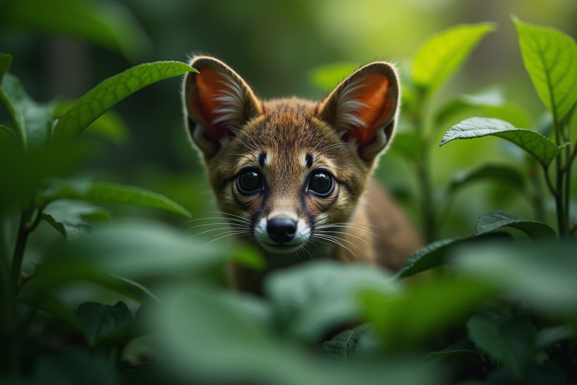 Animal mystérieux dans la forêt verte lumineuse