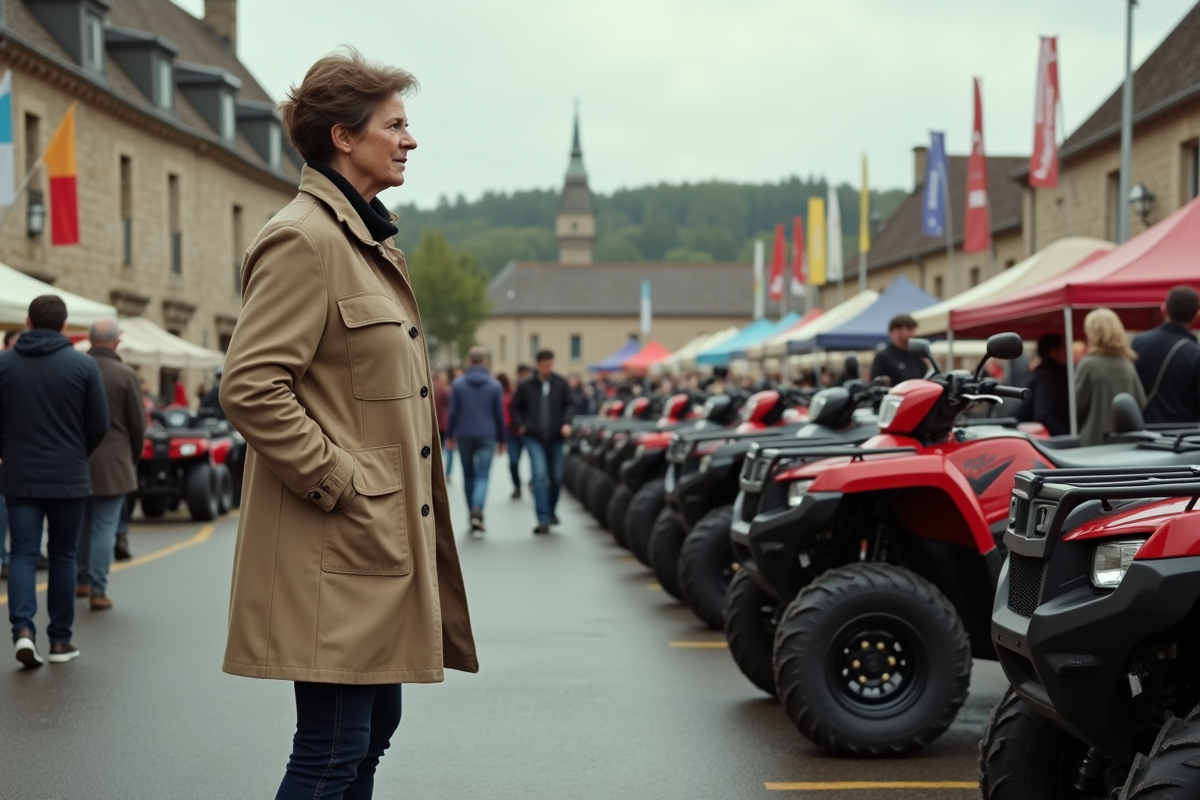 Femme réfléchissant près de quads lors d