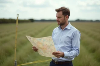 Homme d'âge moyen étudiant une carte en plein air
