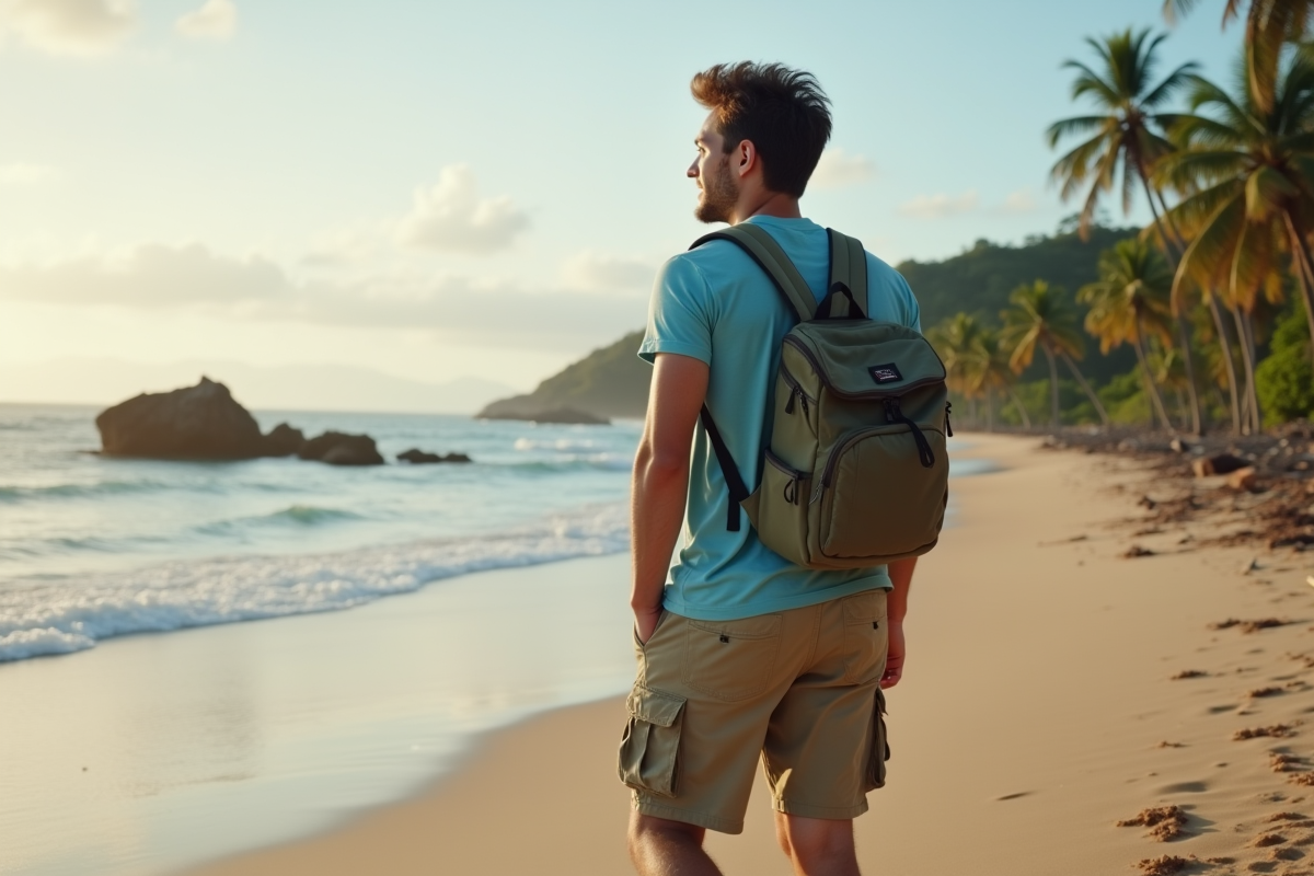 Jeune homme sur la plage pacifique au Costa Rica