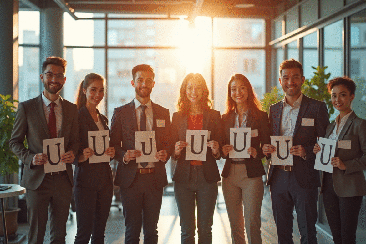 Groupe de professionnels divers dans un bureau lumineux